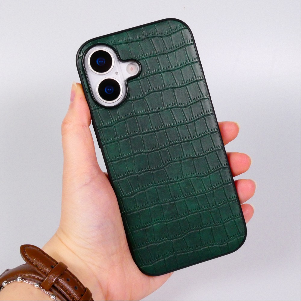 iPhone 17 Case H&uuml;lle - Crocodile-Look Silikon semi-rigide elegant und strapazierf&auml;hig - Gr&uuml;n