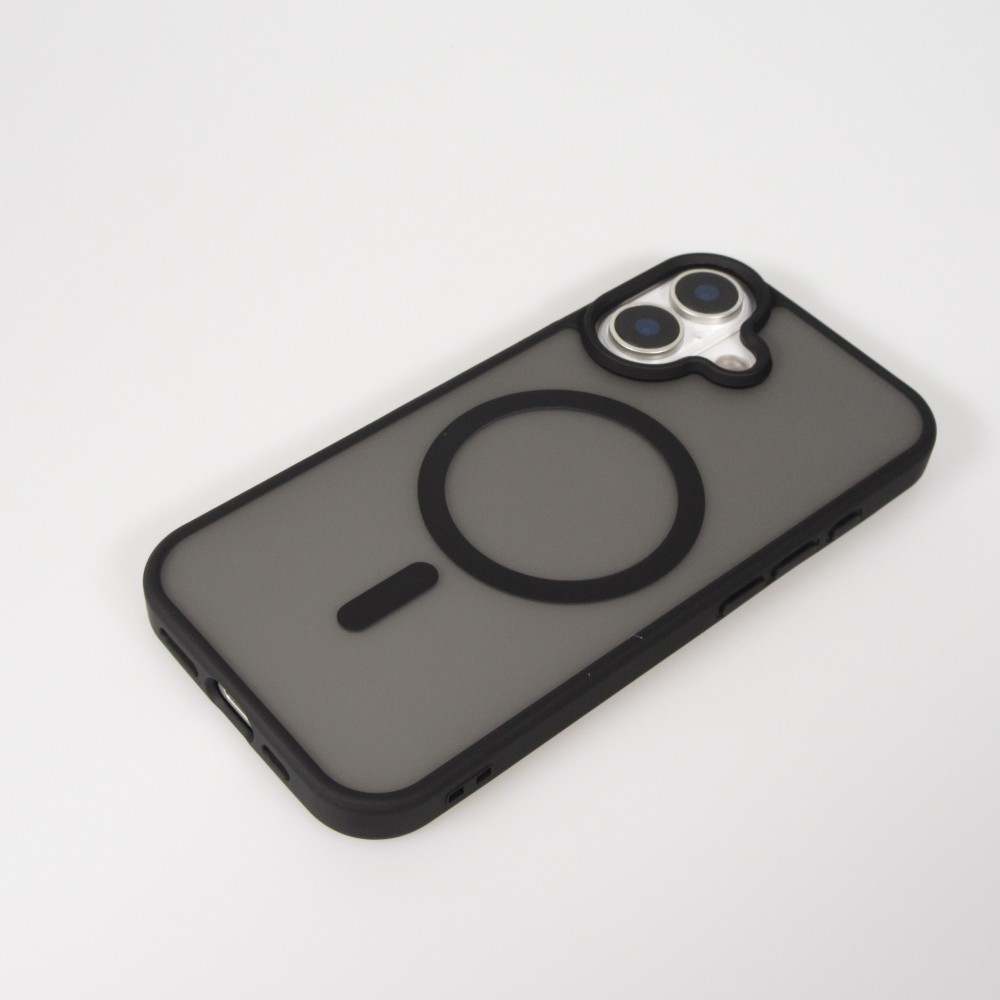 Coque iPhone 17 - MagSafe semi-transparente en silicone rigide avec bords renforcés pour une protection robuste - Noir
