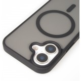 Coque iPhone 17 - MagSafe semi-transparente en silicone rigide avec bords renforcés pour une protection robuste - Noir