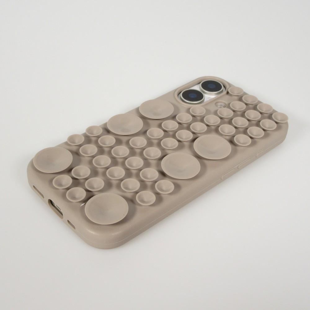 iPhone 17 Case Hülle - Pastellfarbene Wandhalterung mit Saugnapf für glatte Oberflächen - Braun