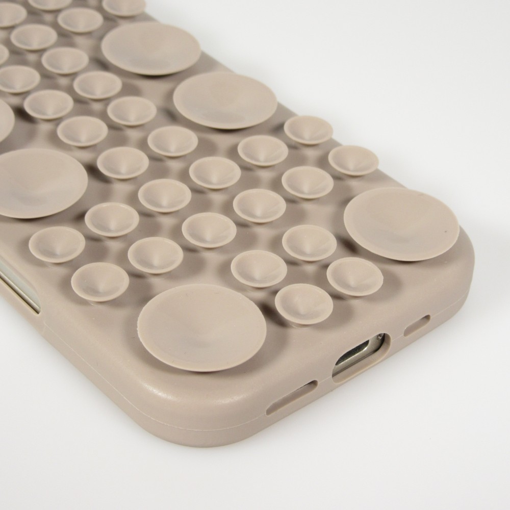 iPhone 17 Case Hülle - Pastellfarbene Wandhalterung mit Saugnapf für glatte Oberflächen - Braun