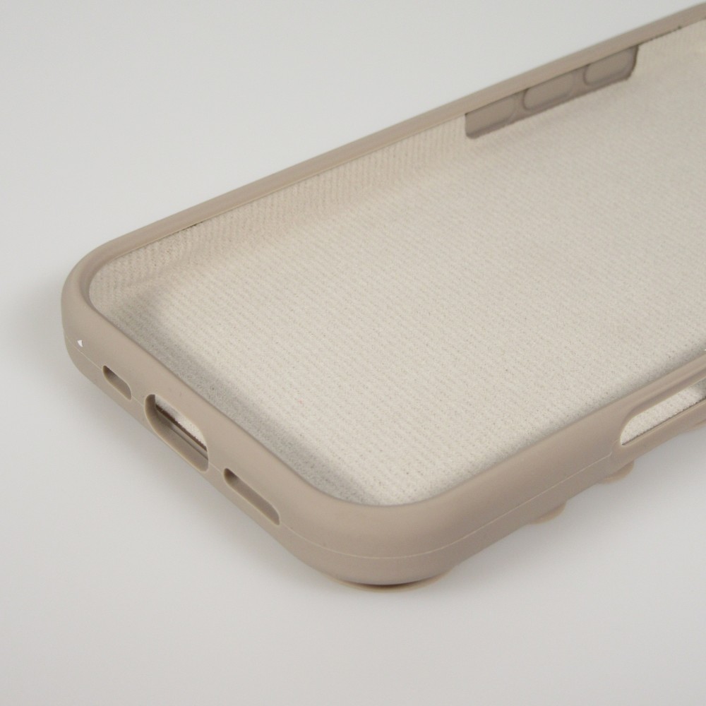 iPhone 17 Case Hülle - Pastellfarbene Wandhalterung mit Saugnapf für glatte Oberflächen - Braun