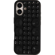 iPhone 17 Case Hülle - Pastellfarbene Wandhalterung mit Saugnapf für glatte Oberflächen - Schwarz