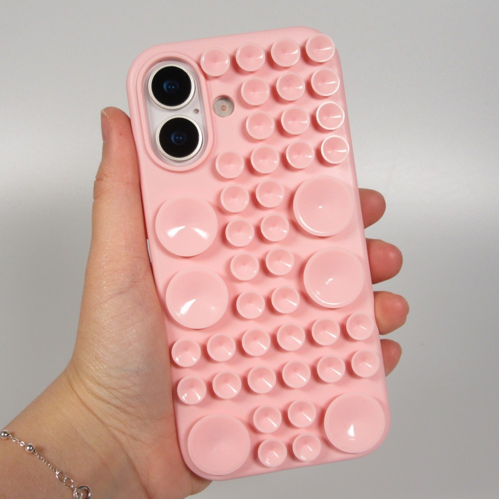 Coque iPhone 17 - Murale ventouse pastel avec fixation sur surfaces - Rose