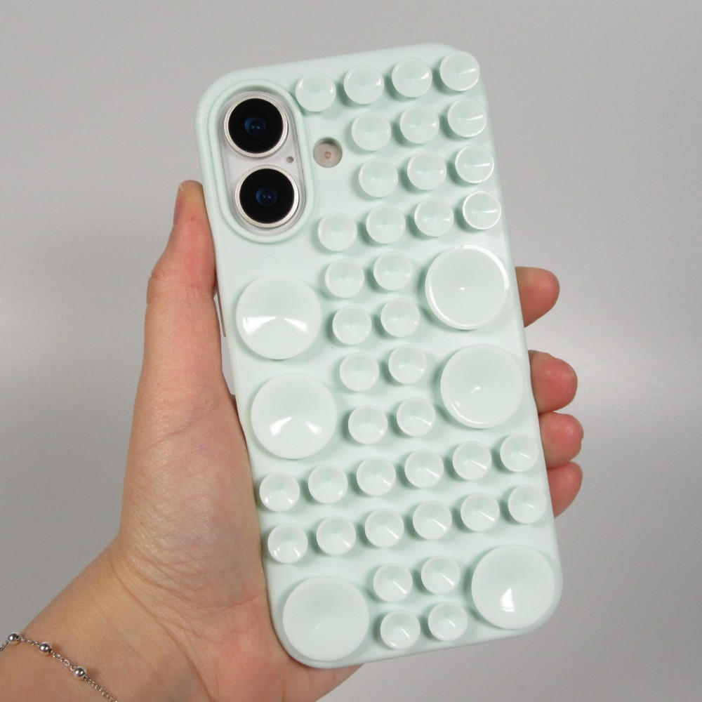 iPhone 17 Case Hülle - Pastellfarbene Wandhalterung mit Saugnapf für glatte Oberflächen - Mintgrün