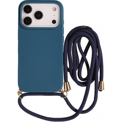 iPhone 17 Pro Case Hülle - Bio Eco-Friendly Vegan mit Handykette Necklace blau