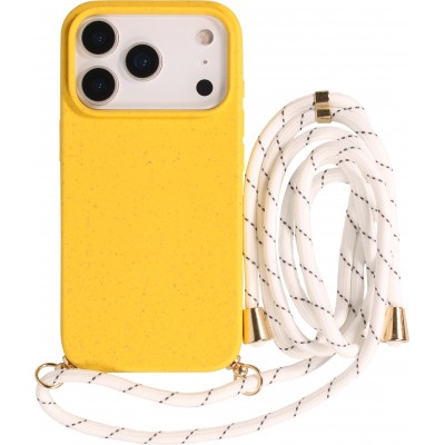 iPhone 17 Pro Max Case Hülle - Bio Eco-Friendly Vegan mit Handykette Necklace - Gelb