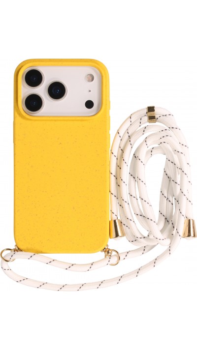 iPhone 17 Pro Case Hülle - Bio Eco-Friendly Vegan mit Handykette Necklace - Gelb