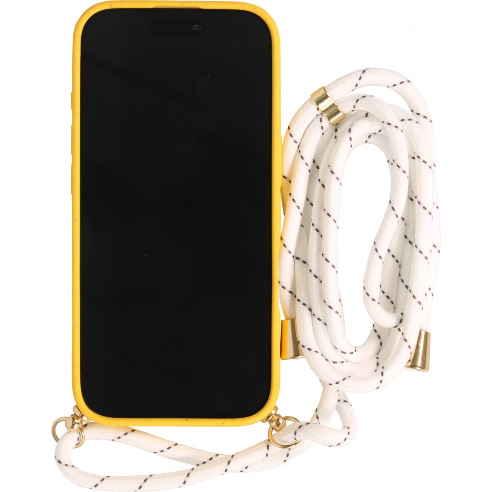 Coque iPhone 17 Pro Max - Bio Eco-Friendly nature avec cordon collier jaune