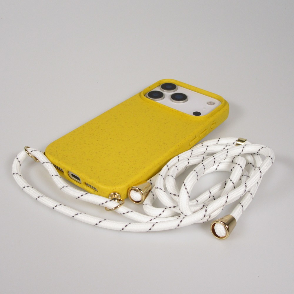 Coque iPhone 17 Pro Max - Bio Eco-Friendly nature avec cordon collier jaune