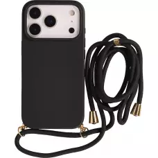 Coque iPhone 18 Pro / 17 Pro - Bio Eco-Friendly nature avec cordon collier - Noir