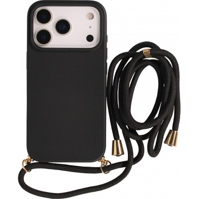 iPhone 17 Pro Max Case Hülle - Bio Eco-Friendly Vegan mit Handykette Necklace - Schwarz