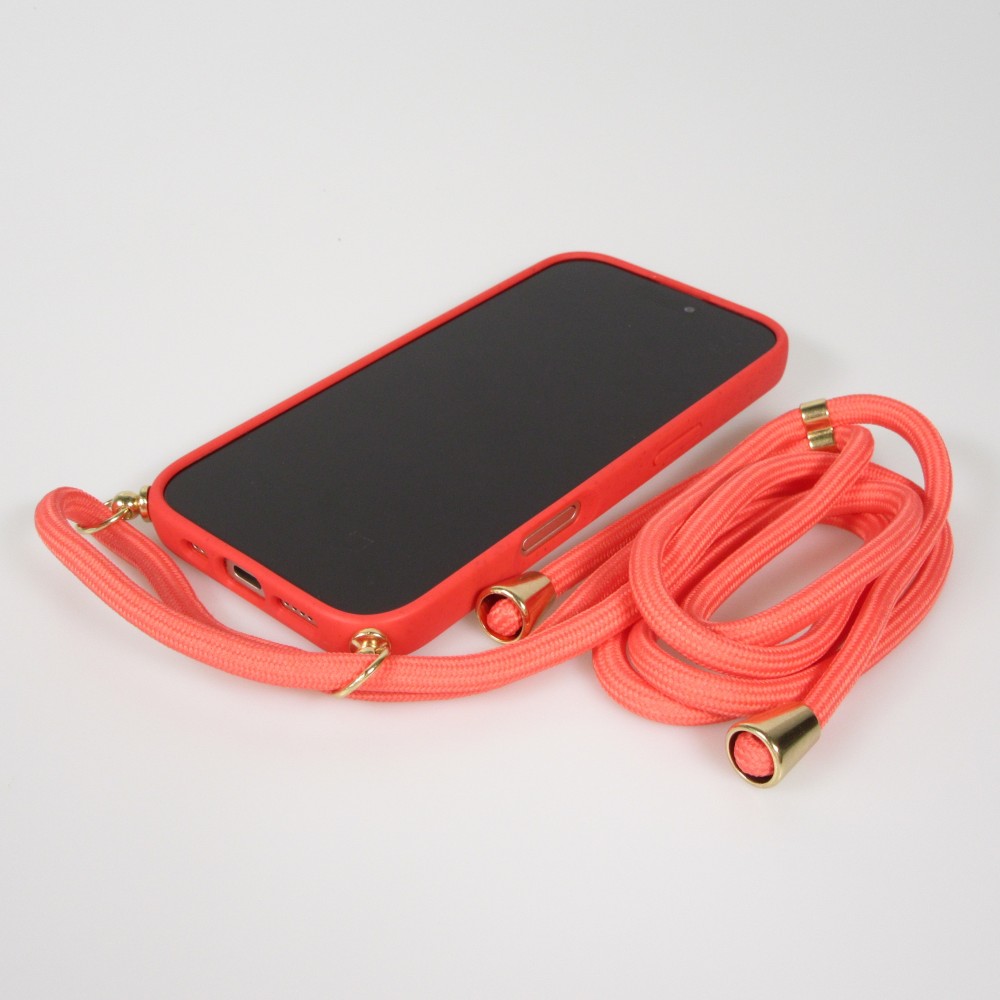 Coque iPhone 17 Pro Max - Bio Eco-Friendly nature avec cordon collier - Rouge
