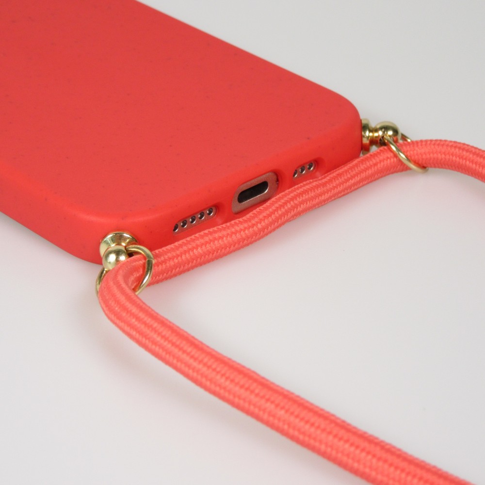 Coque iPhone 17 Pro Max - Bio Eco-Friendly nature avec cordon collier - Rouge