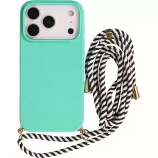 Coque iPhone 17 Pro - Bio Eco-Friendly nature avec cordon collier - Turquoise