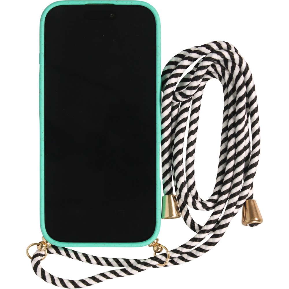Coque iPhone 17 Pro Max - Bio Eco-Friendly nature avec cordon collier - Turquoise