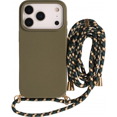 iPhone 17 Pro Max Case Hülle - Bio Eco-Friendly Vegan mit Handykette Necklace - Dunkelgrün