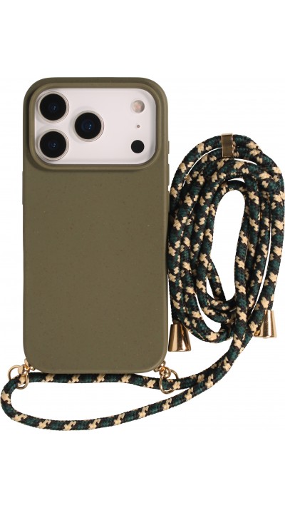 iPhone 17 Pro Case Hülle - Bio Eco-Friendly Vegan mit Handykette Necklace - Dunkelgrün