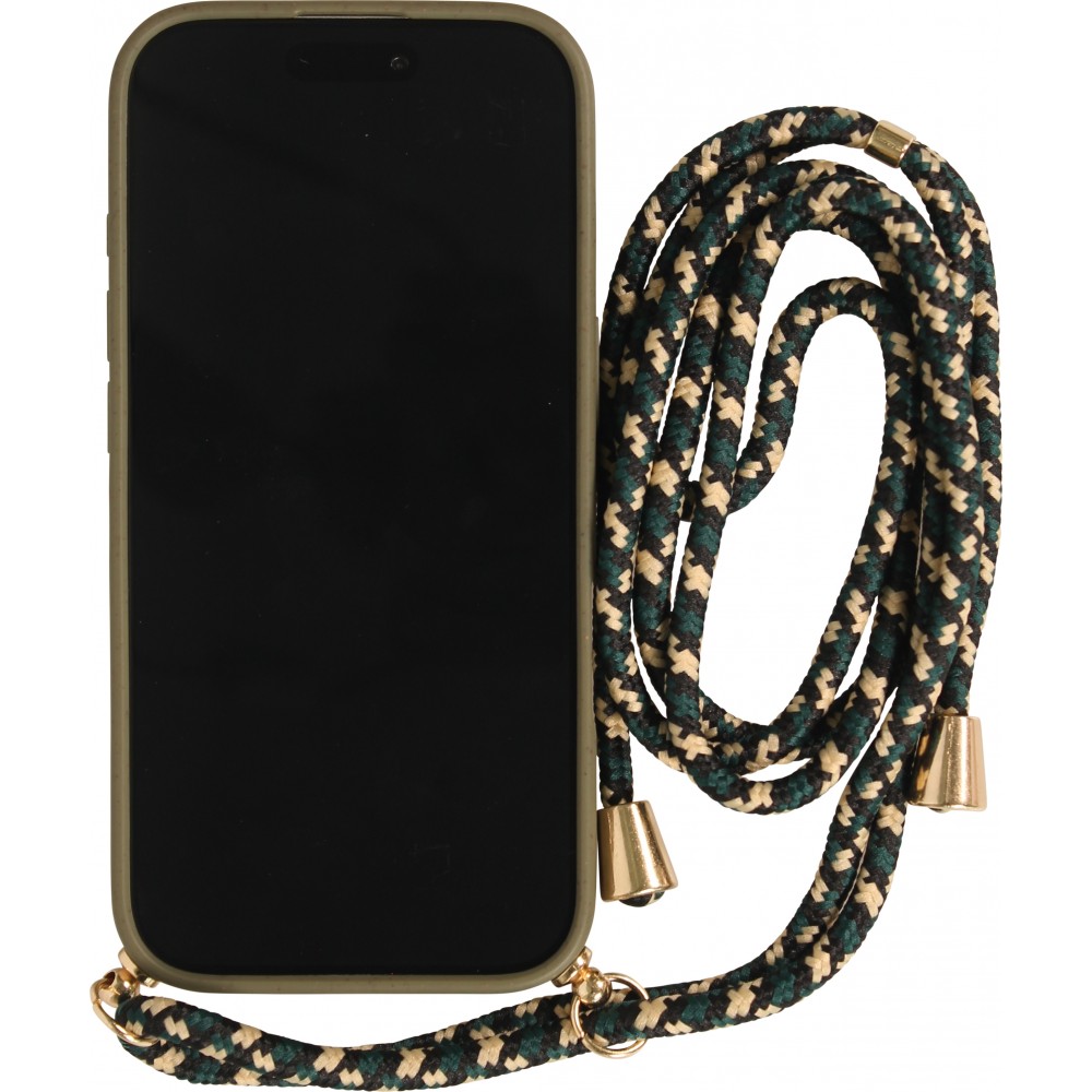 Coque iPhone 17 Pro Max - Bio Eco-Friendly nature avec cordon collier - Vert foncé