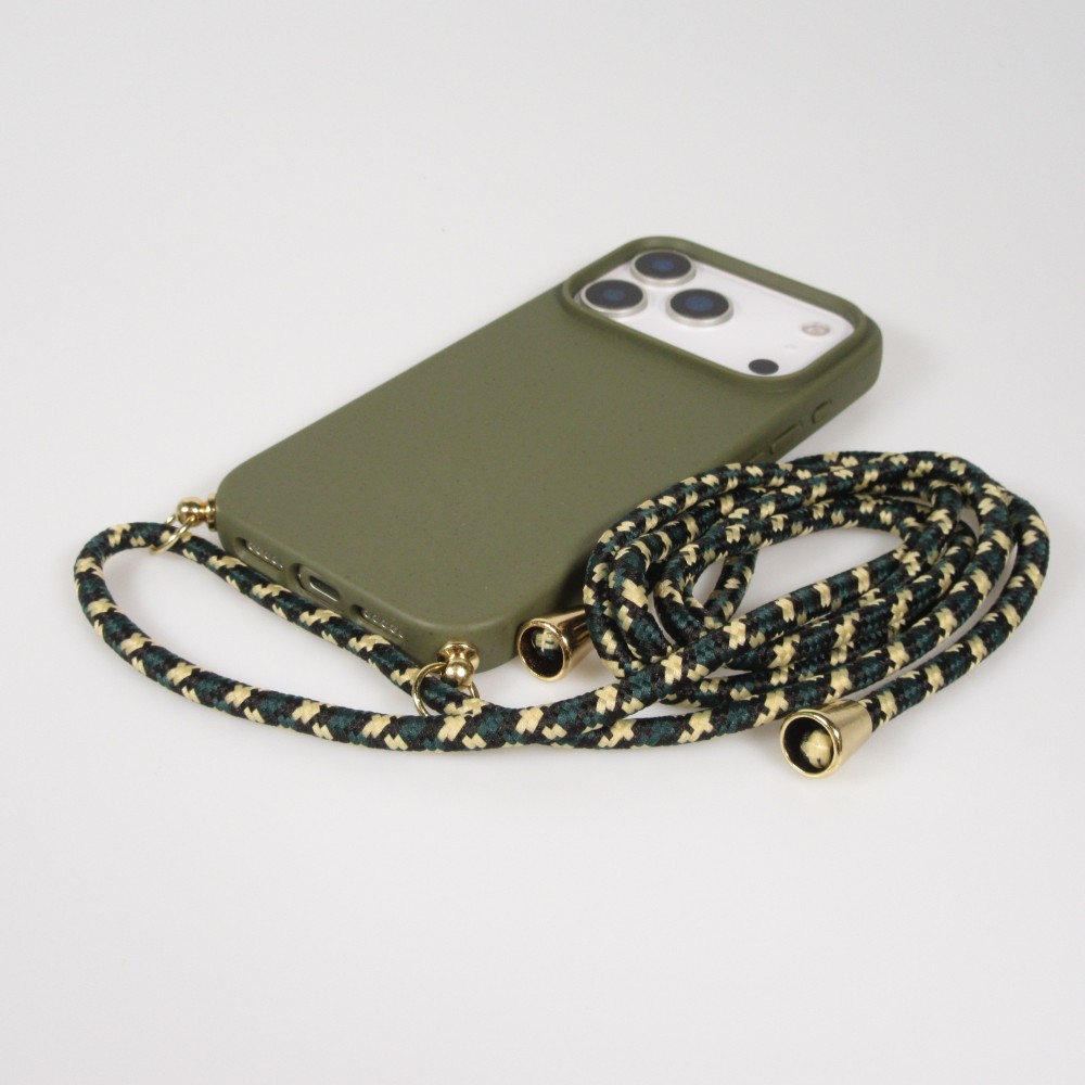 Coque iPhone 17 Pro Max - Bio Eco-Friendly nature avec cordon collier - Vert foncé