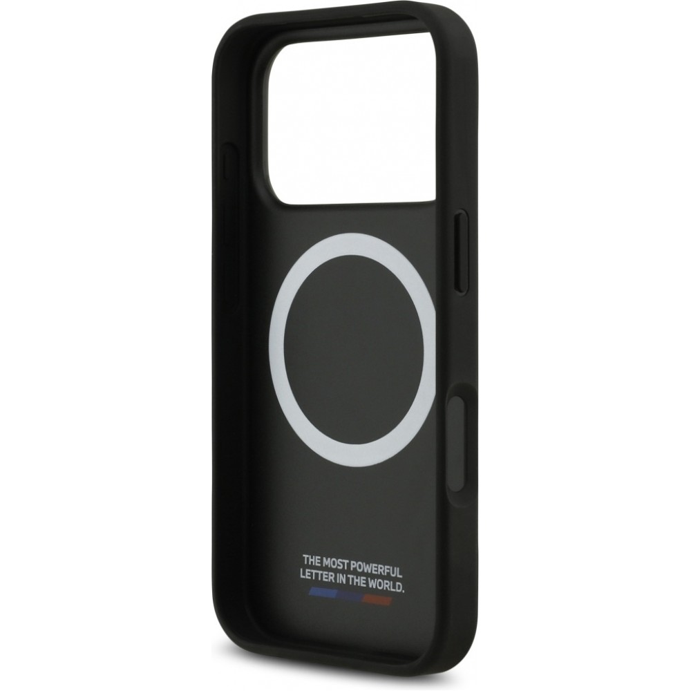 Coque iPhone 17 Pro - BMW M Carbon Tricolor Line compatible MagSafe protection premium - Noir
