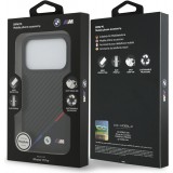 Coque iPhone 17 Pro - BMW M Carbon Tricolor Line compatible MagSafe protection premium - Noir