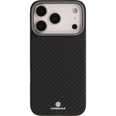iPhone 17 Pro Case Hülle - Carbomile Schutzcase aus echtem Aramid Carbonfaser - Schwarz
