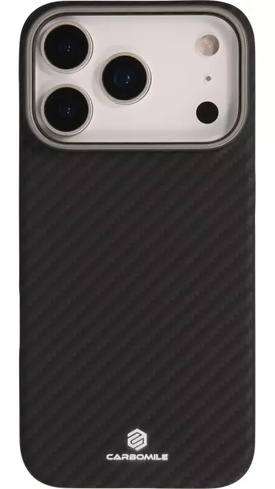 Coque iPhone 17 Pro - Carbomile case de protection en fibre de carbone aramide véritable - Noir