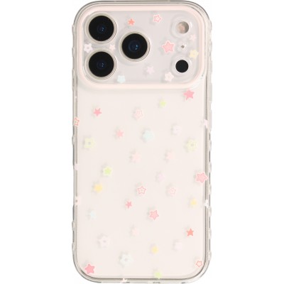 Coque iPhone 17 Pro - Cute Stars en silicone souple design kawaii ultra mignon et protection flexible - Transparent