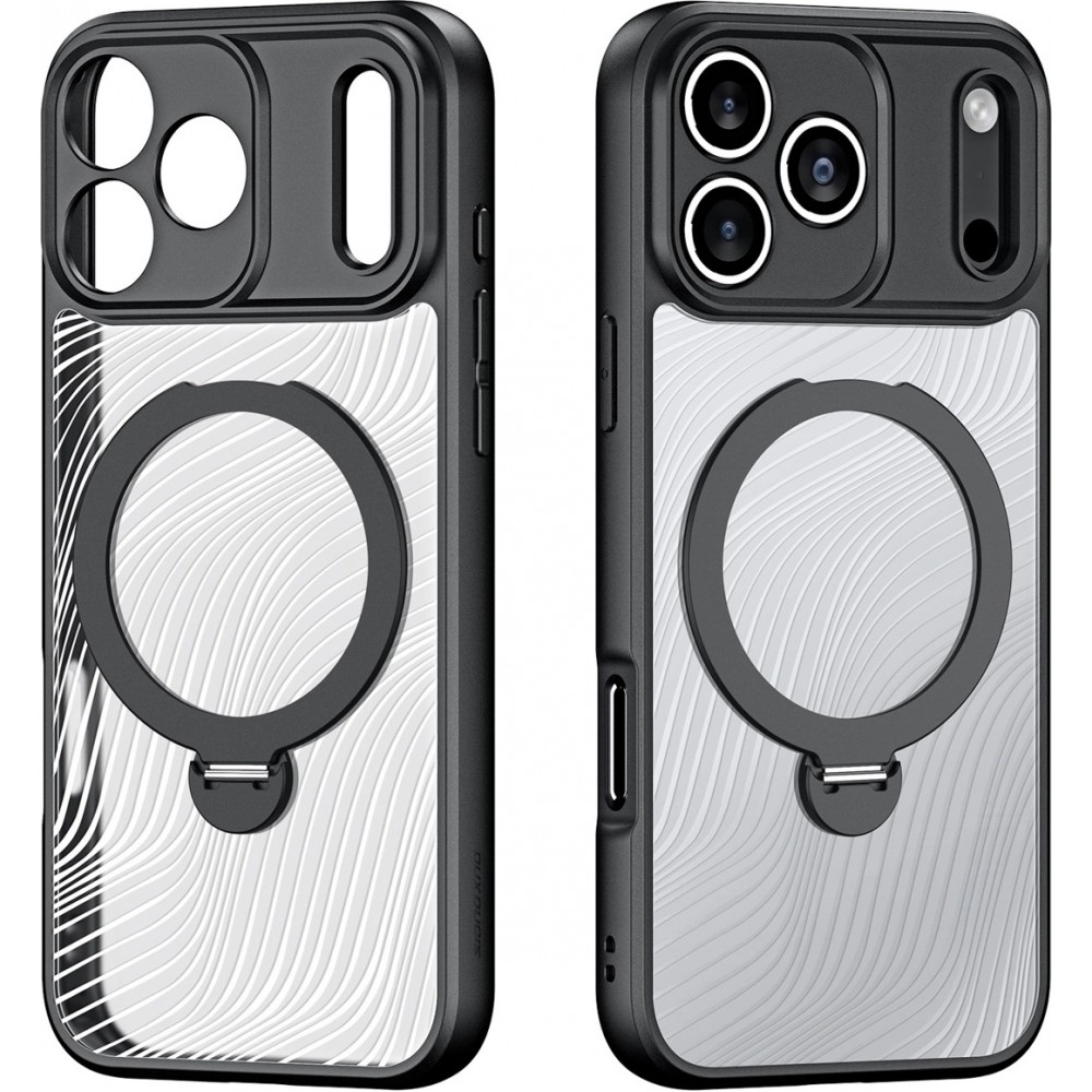 Coque iPhone 17 Pro - Dux Ducis Aimo Mag Series avec support et anneau magnétique  - Noir