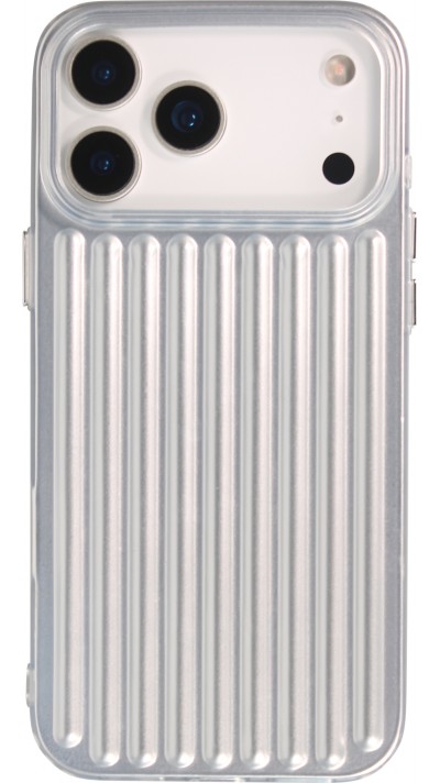 iPhone 17 Pro Max Case H&uuml;lle - Weiches Material mit 3D-Rillen Stylisch & lichtreflektierend - Silber