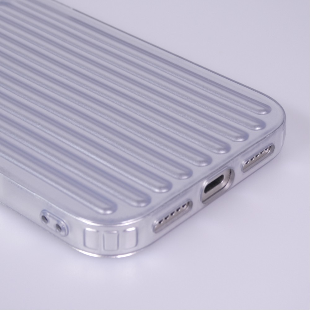 iPhone 17 Pro Case H&uuml;lle - Weiches Material mit 3D-Rillen Stylisch & lichtreflektierend - Silber