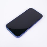 Coque iPhone 17 Pro - Effet ondul&eacute; 3D design souple et brillant lignes en relief styl&eacute;es - Bleu