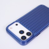 Coque iPhone 17 Pro - Effet ondul&eacute; 3D design souple et brillant lignes en relief styl&eacute;es - Bleu