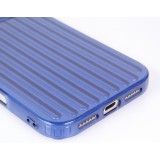 Coque iPhone 17 Pro - Effet ondul&eacute; 3D design souple et brillant lignes en relief styl&eacute;es - Bleu