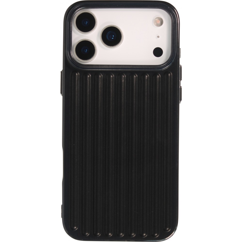 Coque iPhone 17 Pro - Effet ondul&eacute; 3D design souple et brillant lignes en relief styl&eacute;es - Noir