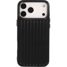 Coque iPhone 17 Pro - Effet ondul&eacute; 3D design souple et brillant lignes en relief styl&eacute;es - Noir