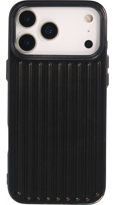 iPhone 17 Pro Max Case H&uuml;lle - Weiches Material mit 3D-Rillen Stylisch & lichtreflektierend - Schwarz