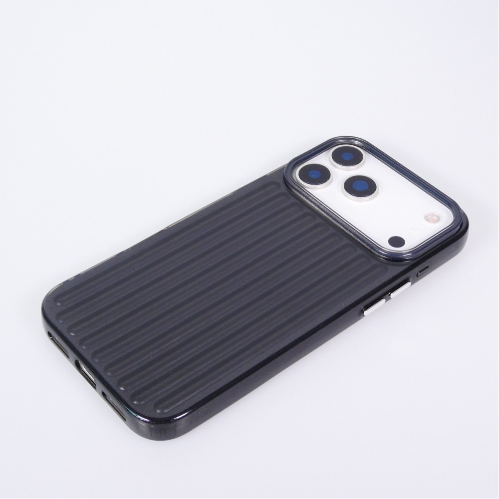 Coque iPhone 17 Pro - Effet ondul&eacute; 3D design souple et brillant lignes en relief styl&eacute;es - Noir
