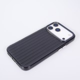 Coque iPhone 17 Pro - Effet ondul&eacute; 3D design souple et brillant lignes en relief styl&eacute;es - Noir