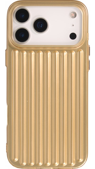 iPhone 17 Pro Max Case H&uuml;lle - Weiches Material mit 3D-Rillen Stylisch & lichtreflektierend - Gold