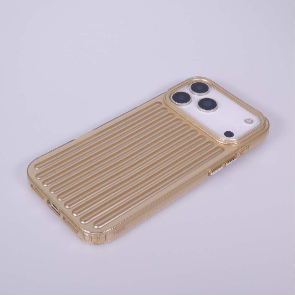 iPhone 17 Pro Case H&uuml;lle - Weiches Material mit 3D-Rillen Stylisch & lichtreflektierend - Gold