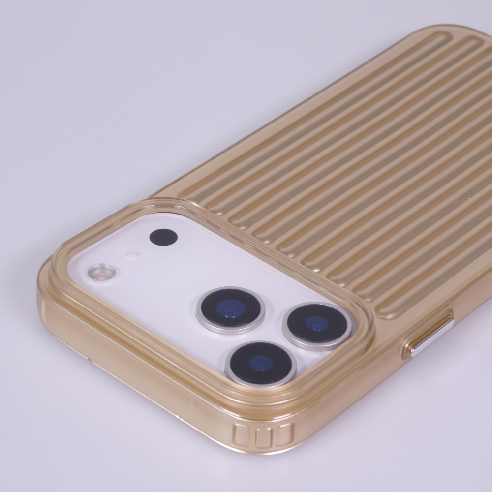 iPhone 17 Pro Case H&uuml;lle - Weiches Material mit 3D-Rillen Stylisch & lichtreflektierend - Gold