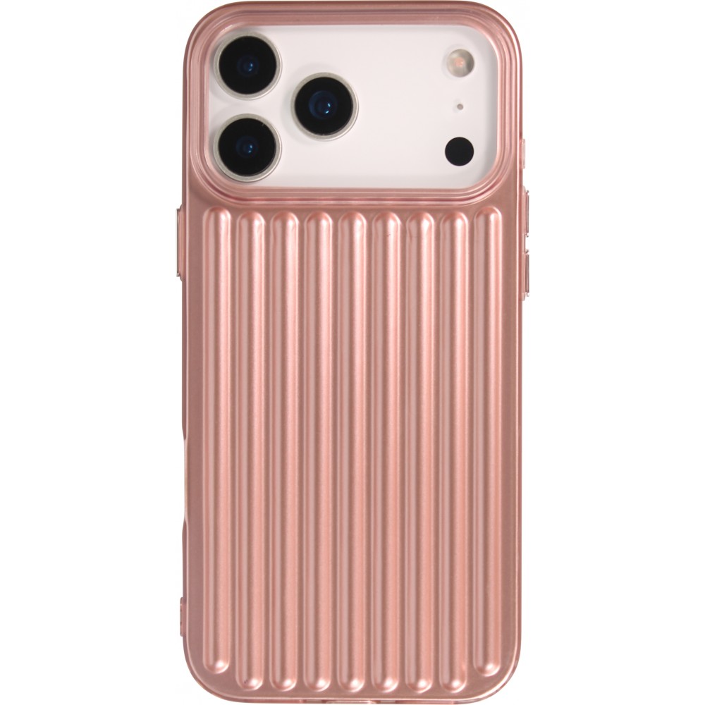 Coque iPhone 17 Pro - Effet ondul&eacute; 3D design souple et brillant lignes en relief styl&eacute;es - Rose