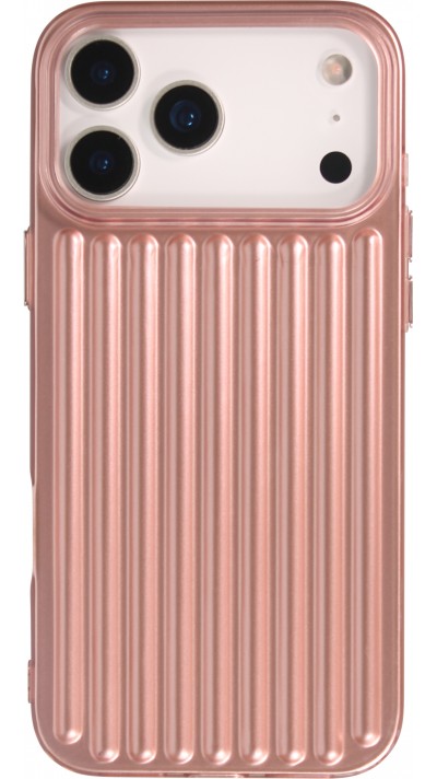 iPhone 17 Pro Max Case H&uuml;lle - Weiches Material mit 3D-Rillen Stylisch & lichtreflektierend - Rosa