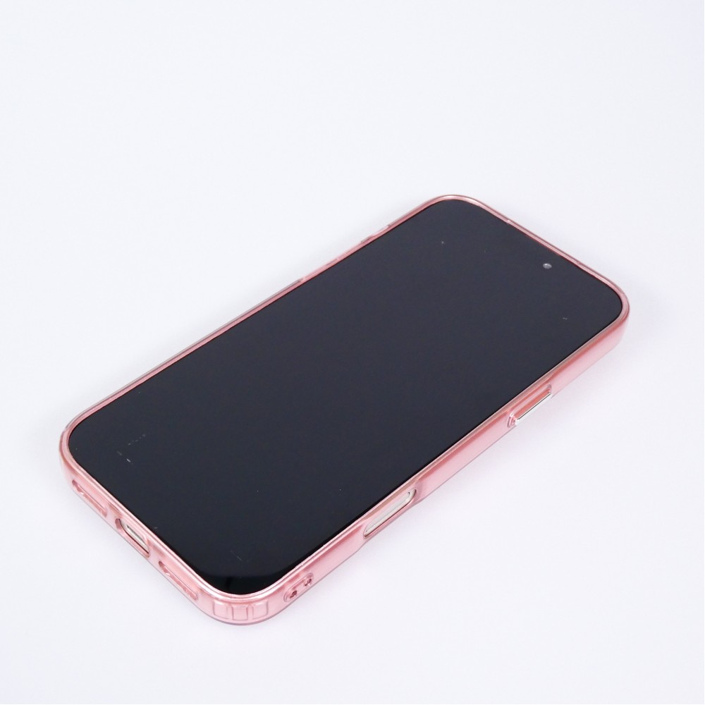 Coque iPhone 17 Pro - Effet ondul&eacute; 3D design souple et brillant lignes en relief styl&eacute;es - Rose