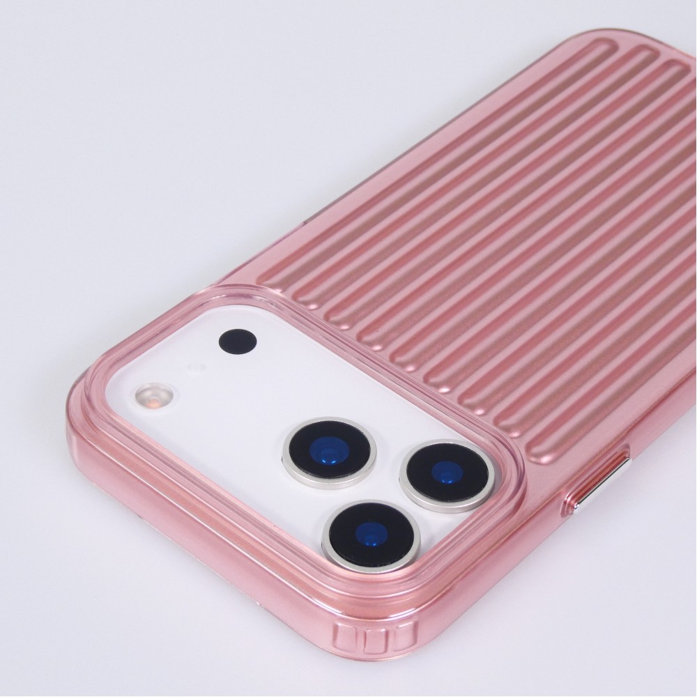 Coque iPhone 17 Pro - Effet ondul&eacute; 3D design souple et brillant lignes en relief styl&eacute;es - Rose