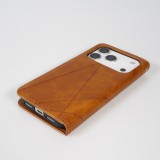 Coque iPhone 17 Pro - Flip Géometrique brun clair