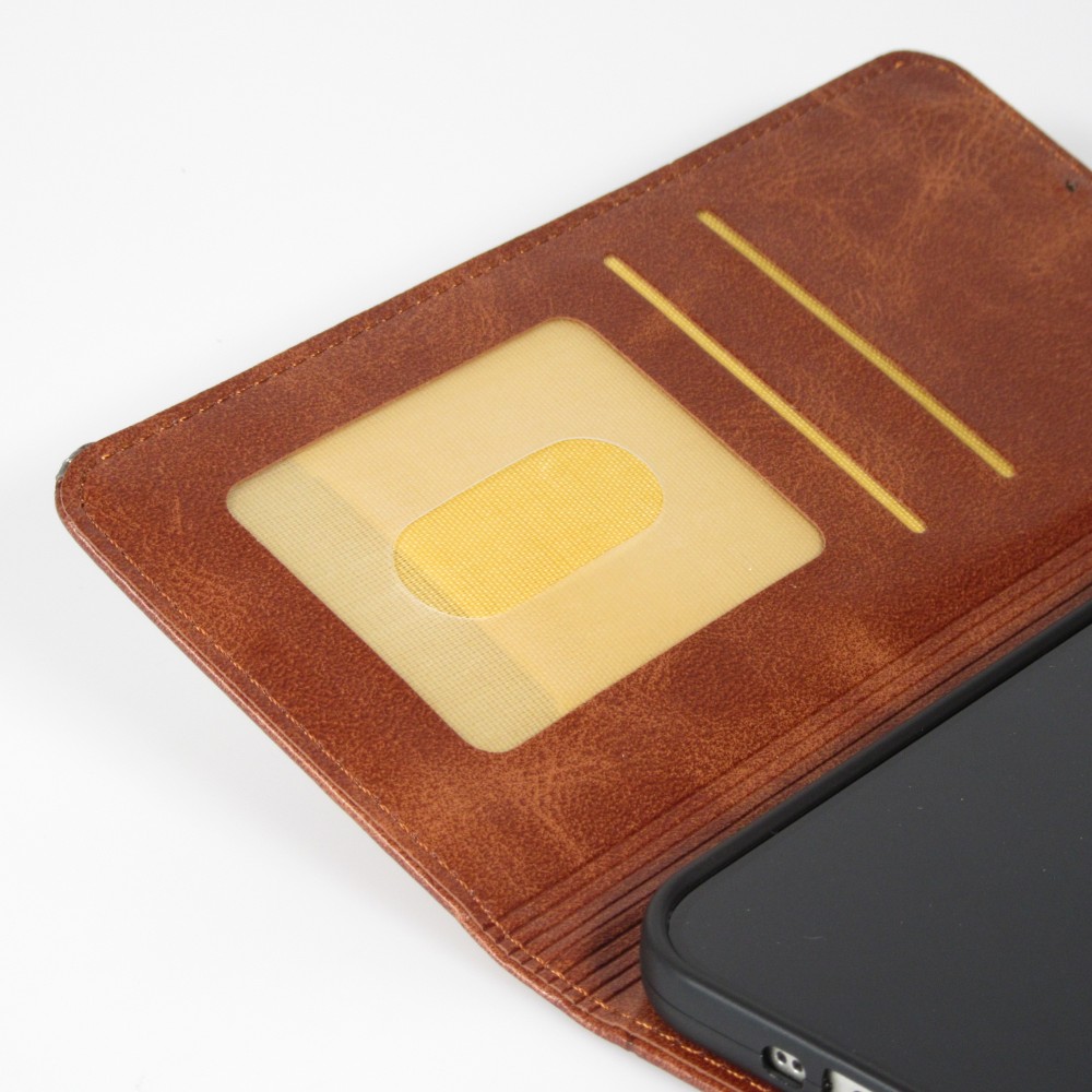 Coque iPhone 17 Pro - Flip Géometrique brun foncé