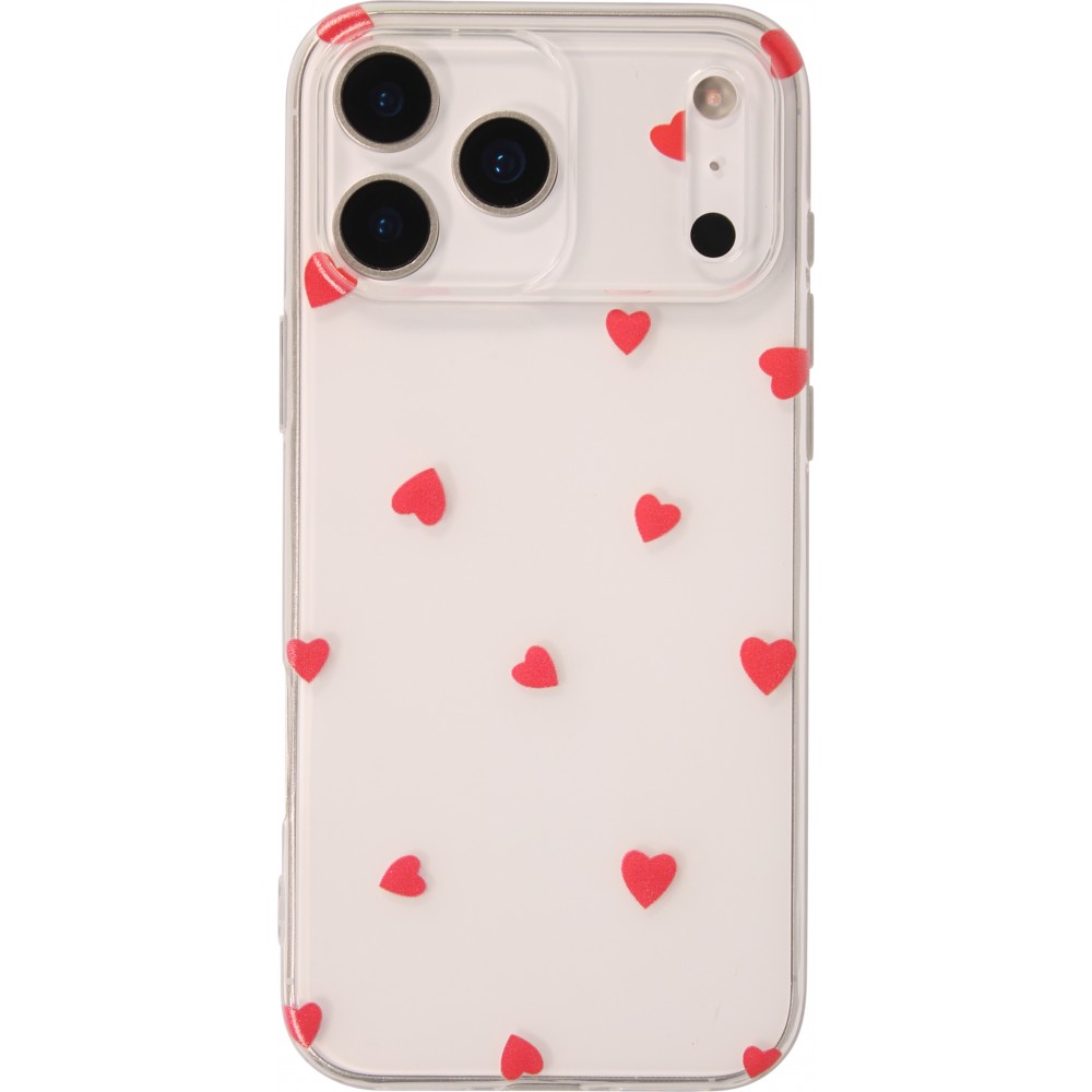 Coque iPhone 17 Pro Max - Gel petit coeur transparent - Rouge